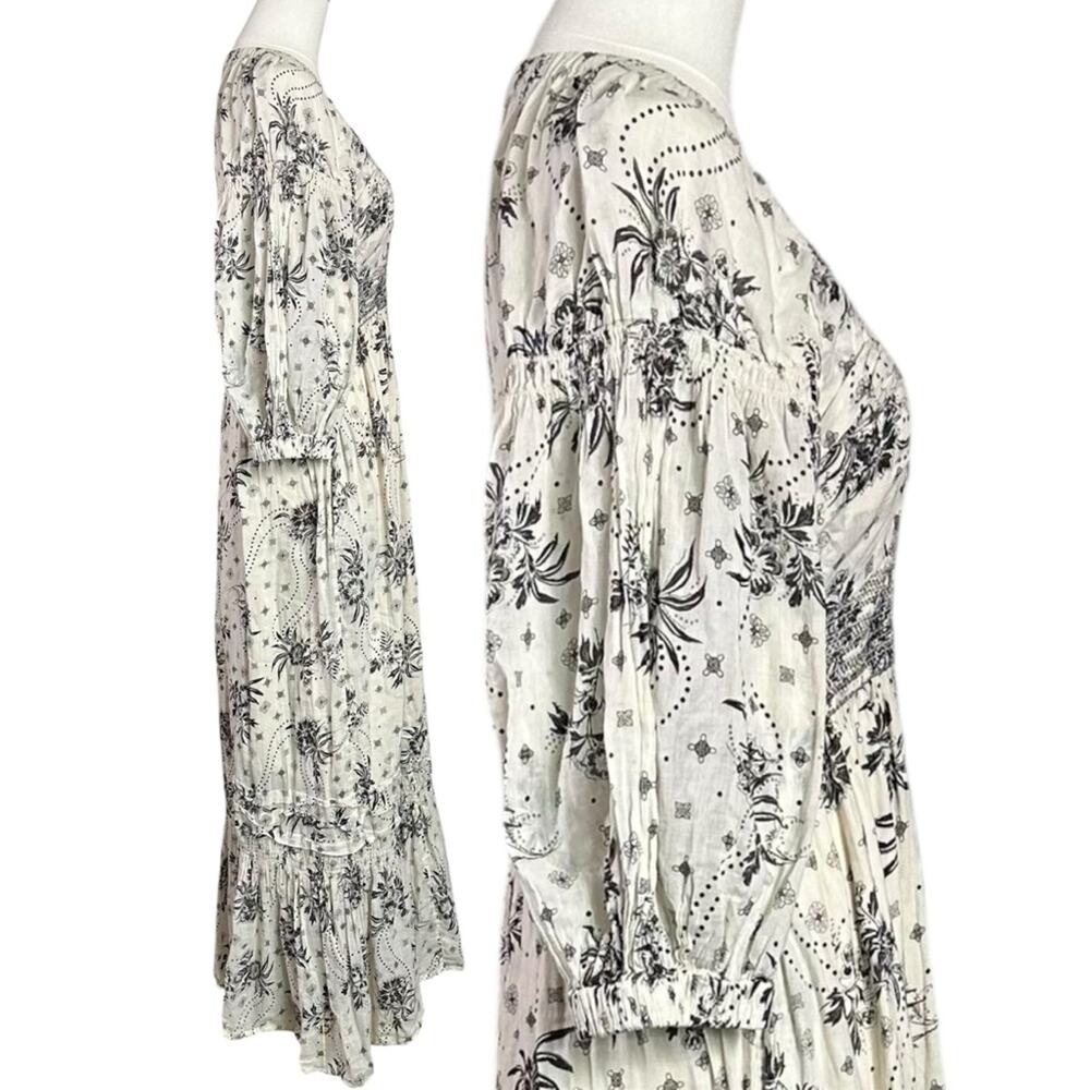 Free People Bohemian Billowy Ethereal Floral Golden Hour Maxi Dress Ivory Medium - Picture 7 of 12